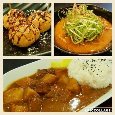 Cream puffs, Spicy negi ramen and Beef curry