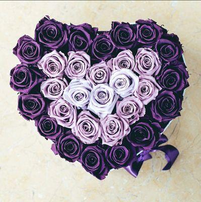 XL heart purple ombré forever roses.