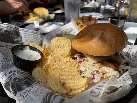 Smoked brisket sandwich.