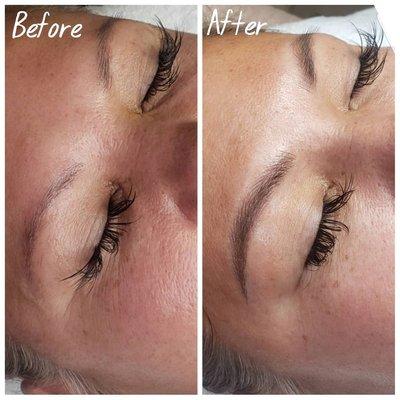 Microblading with shading before and after