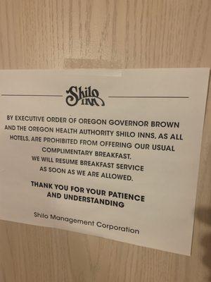 Says Governor allows no food, but all the other hotels have served food for the past year.