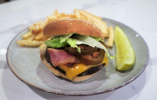 Beef burger with fries - excellent