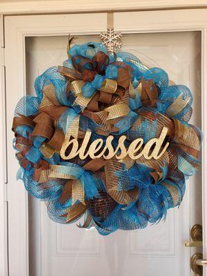 Beautiful "Blessed" Mesh Wreath