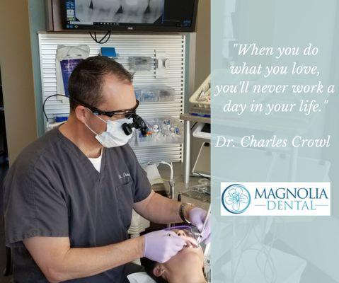 Dr. Crowl our amazing dentist, hard at work at Magnolia Dental near Jeffersontown, Fern Creek and Buechel Louisville KY.