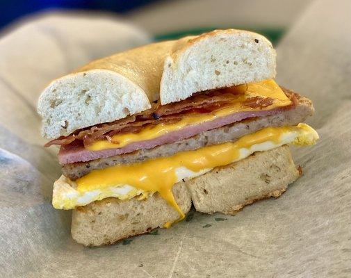 hungry man on a rosemary bagel