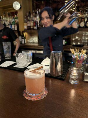 Suit You Sir! Cocktail. Shay the bartender doing her thing.