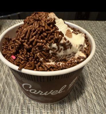 Chocolate / vanilla soft serve twist  "Every Wednesday is Sundae at Carvel"