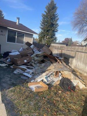 Remodeling debris left on front lawn