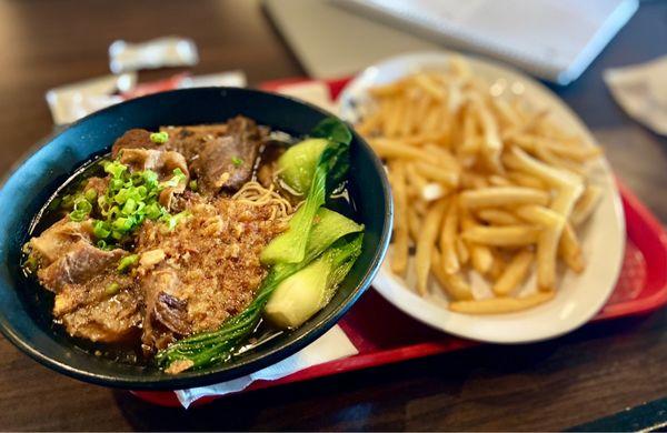 Beef Noodle Soup and French Fries