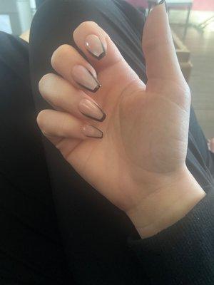 Full Set of Gel Extensions with black French style bordering