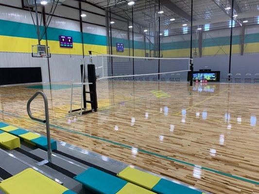 Volleyball court setup is outstanding