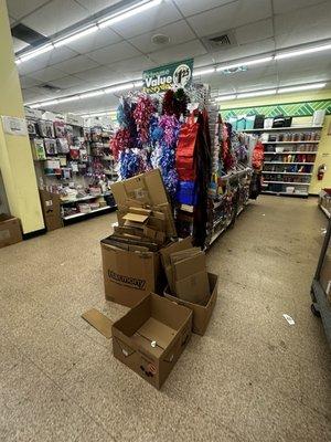 Cardboard boxes laying around