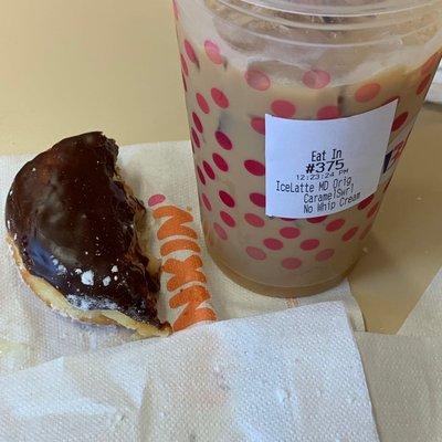 Donut and Iced Caramel Latte