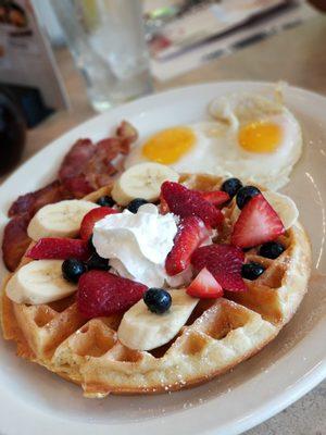 Summer berry waffle breakfast