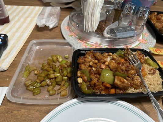 Kung pao chicken and pork fried rice