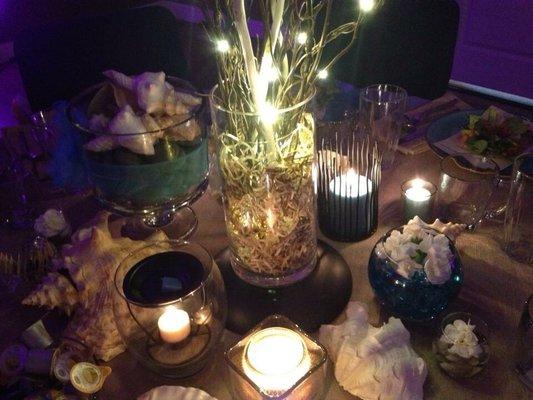 Elements of the beach were included in this centerpiece.