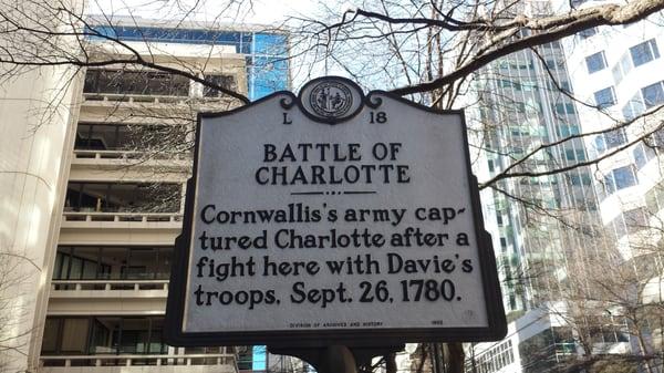 Battle of Charlotte marker in Uptown Charlotte