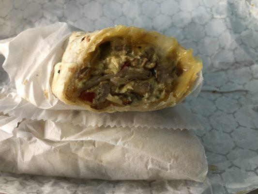 Breakfast burrito with sausage.  Excellent!