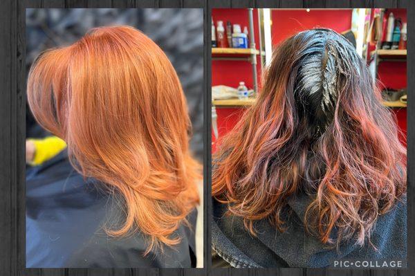 Beautiful copper color! 3 hours color correction.