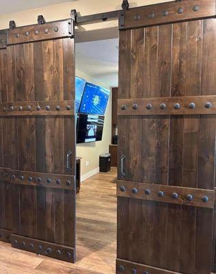 Stained barn doors