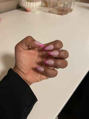 Full set acrylic on natural nails.