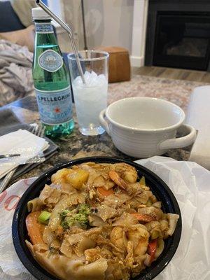 Drunken Noodle with pineapple added.