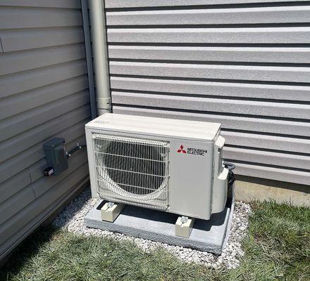 Mini-split air conditioner installation.