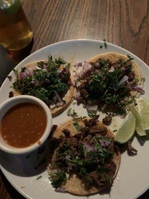 Carne asada tacos, $5 for 3