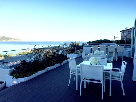 Cocktail party overlooking the bay in Sausalito, CA.