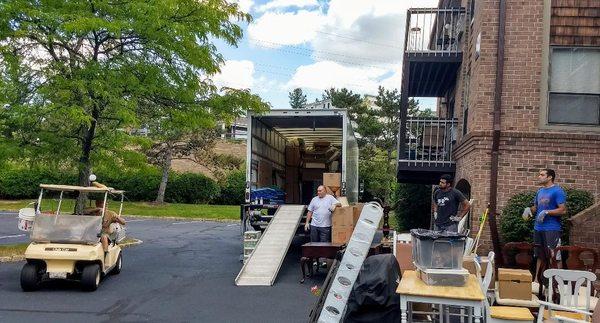 A short break during loading on a local NJ move in Roseland, NJ;
 The Best NJ Local Moving Experience delivered!