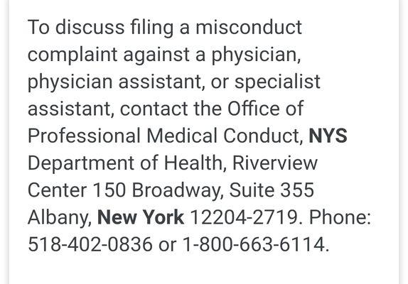 For reporting malpractice in the state of NY