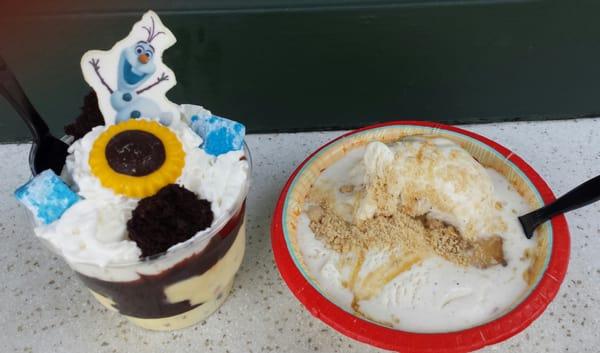 Olaf's perfect sundae day ($5.59) & apple crisp a la mode ($6.19)