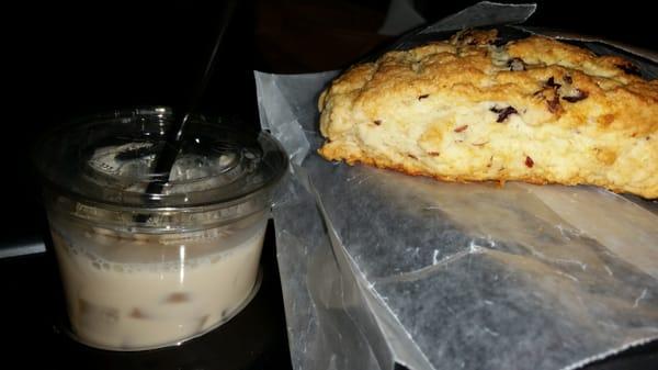 Iced Cai and a cranberry scone.  Scones here are the best I've had anywhere.