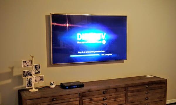 75" 4k LED TV install, tilt mount, In-wall wiring. 7.1 Surround Sound with in-ceiling speakers. audiovideotexas.com