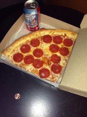 $3.75 2 slices and a can added the pep for a buck