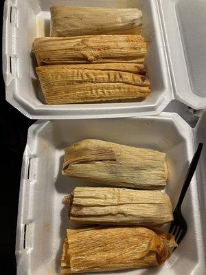 Chicken, fish, and vegetable tamales!