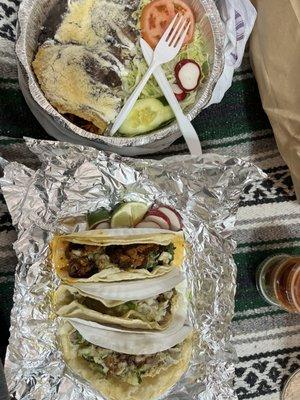 Tacos and quesadilla