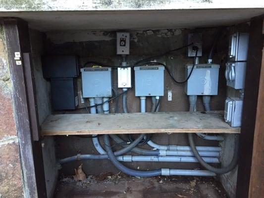 Communications, low-voltage and line voltage for under bar outside by pool house