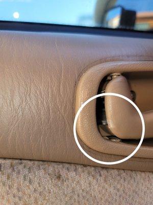 Broken interior door handle