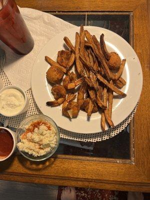 fried shrimp. best anywhere. perfect cole slaw, fresh french fried.