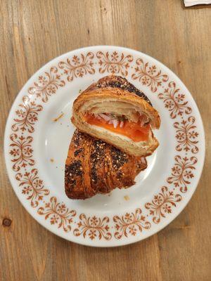 Lox toast - upgraded to a croissant sandwich