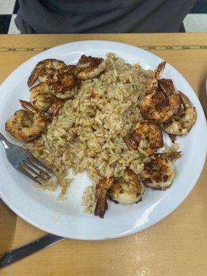 Grilled shrimp and Cajun rice