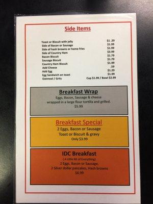 The rest of the breakfast menu.