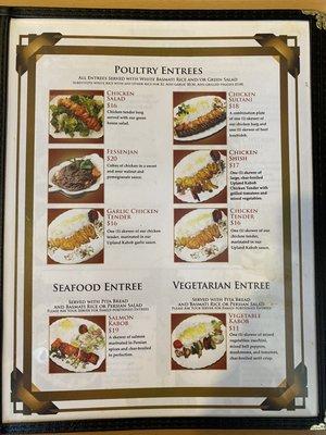 Updated price menu