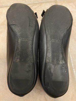 Before: worn and cracked soles and heels on my favorite LV flats