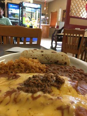 Beef Enchiladas with Carne Guisada Taco