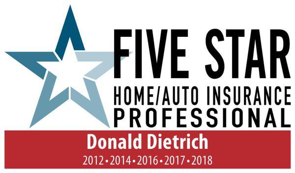 Five time winner of the Five Star Insurance Professional award.