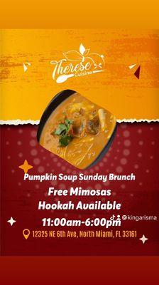 Join us tomorrow for our Soup Joumou Sunday Brunch from 11AM