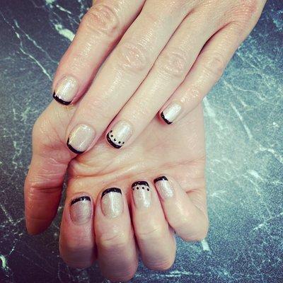 Black and silver French manicure