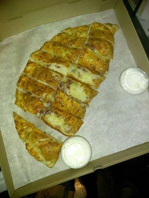 Mashed potato bacon calzone large very good